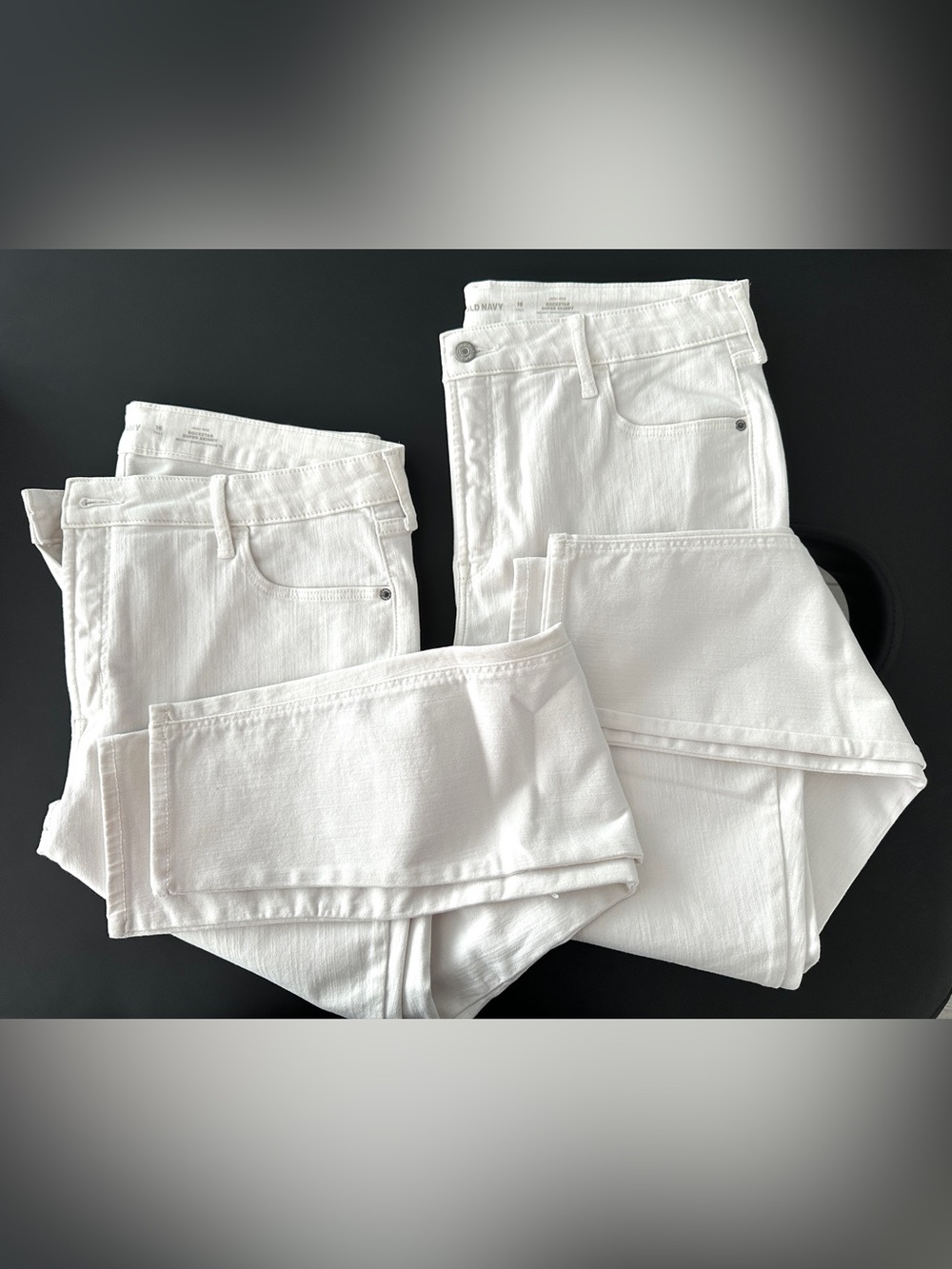Two Pair Old Navy White Skinny Jeans - Crisp White Stretch Denim [16 Tall]